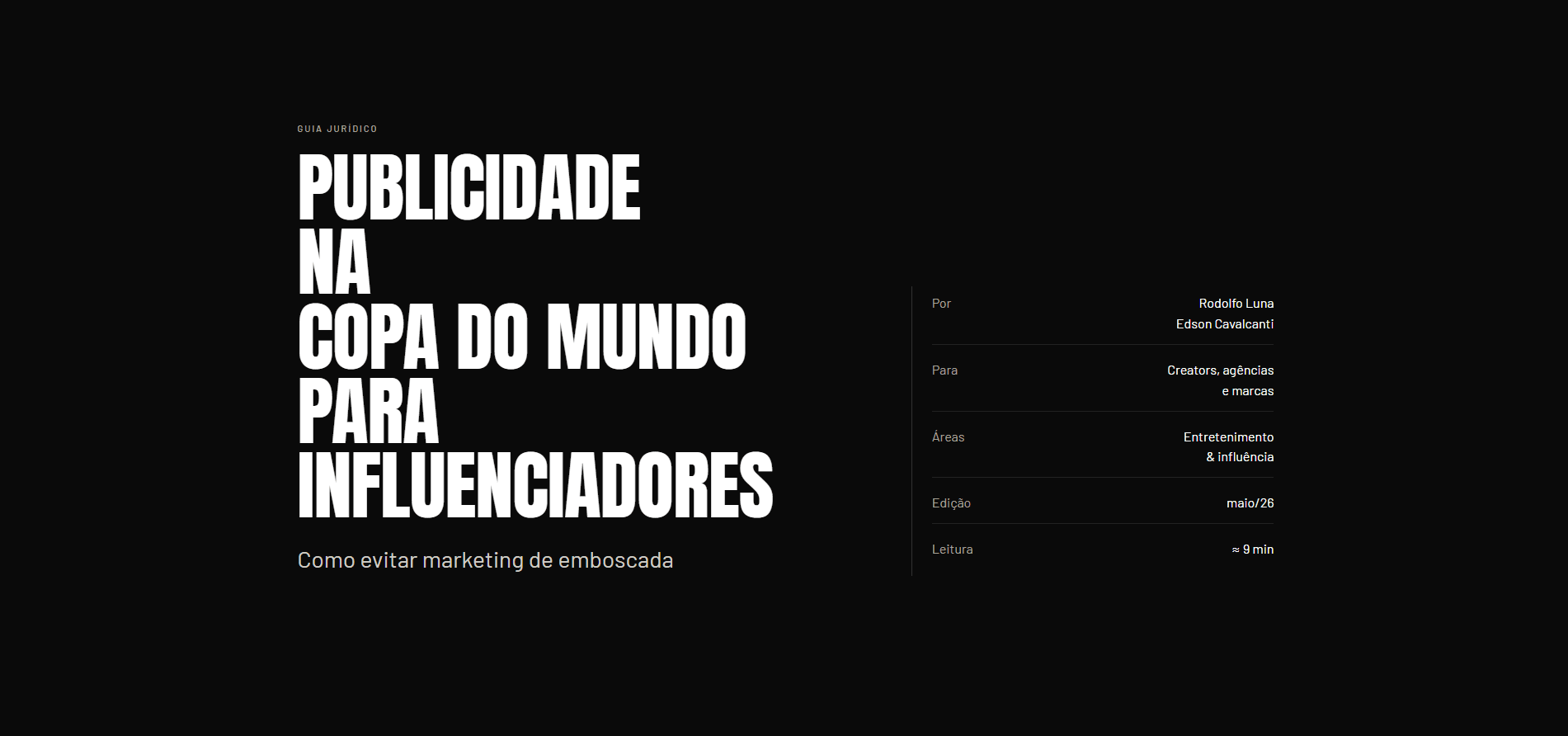 LUNA ADVOGADOS PUBLICA GUIA SOBRE PUBLICIDADE NA COPA DO MUNDO
