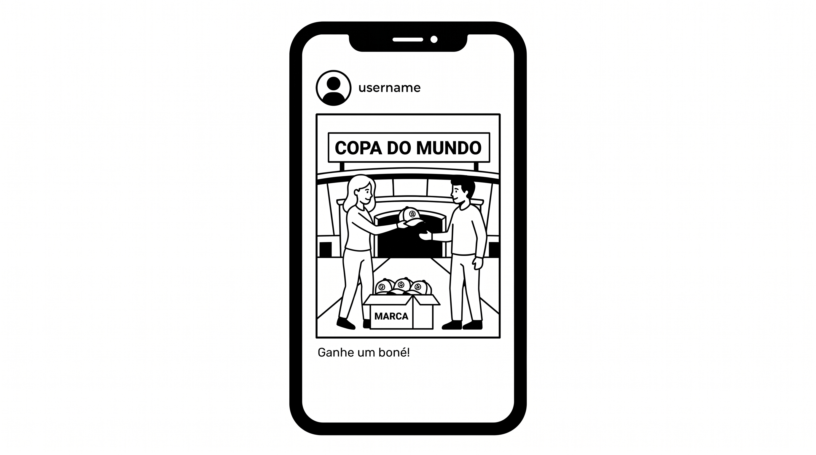 Mockup: distribuição de brindes nos arredores do estádio